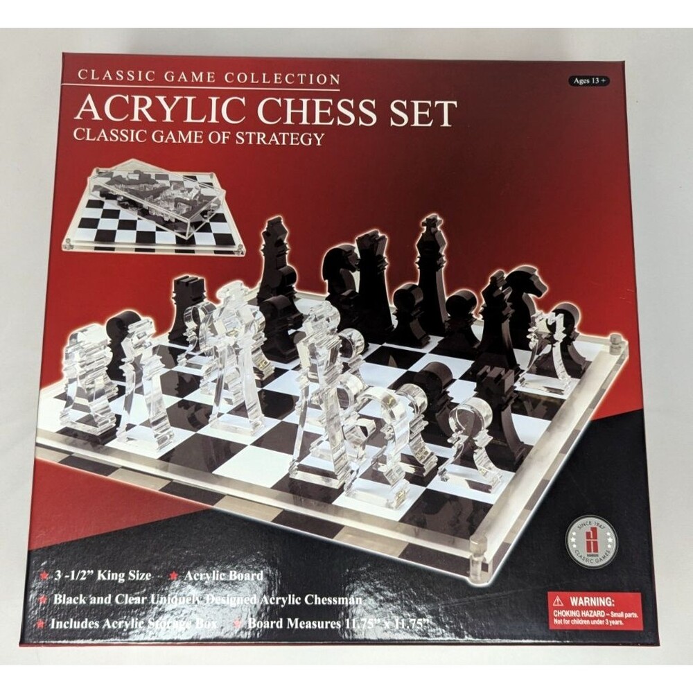 New - John N. Hansen Co. Classic Game Collection - Acrylic Chess Set - Ages 13+ - Picture 7 of 7